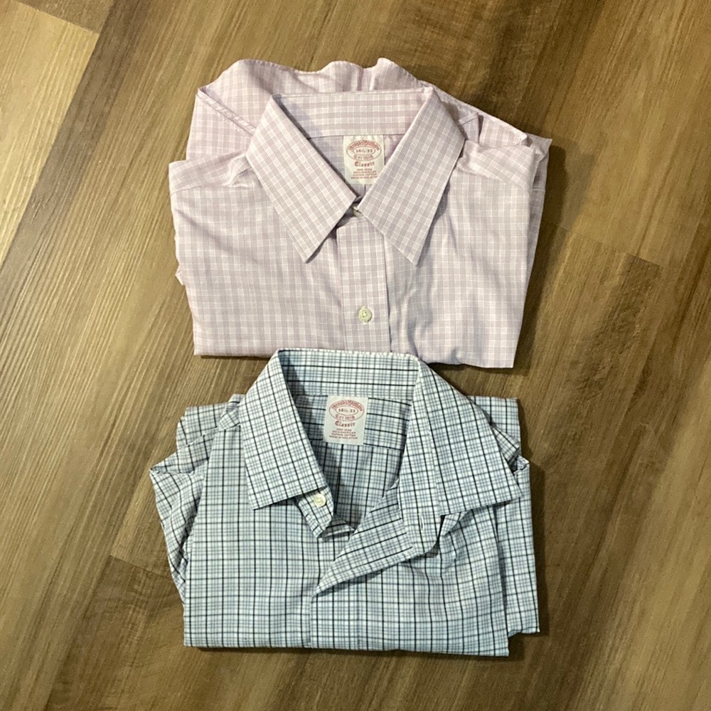2 Brooks Brothers men’s button down shirts lot Long Sleeve 14 1/2 x 33